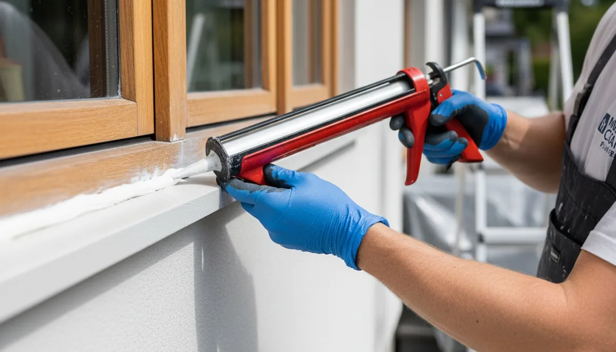Professional caulking and sealing on Madison WI home exterior for weather protection and energy efficiency