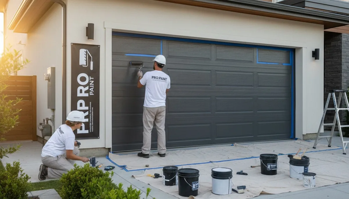 Professional garage door painting in Madison, WI by expert residential house painters