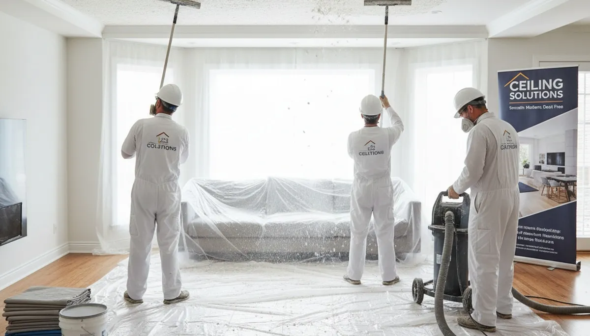 Professional popcorn ceiling removal and smooth ceiling finish in Madison, WI home