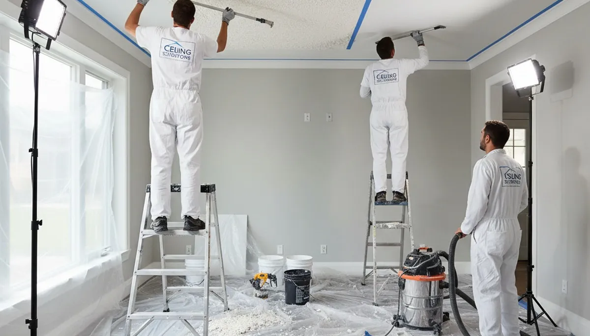 Professional popcorn ceiling removal and smooth ceiling finish in Madison, WI home